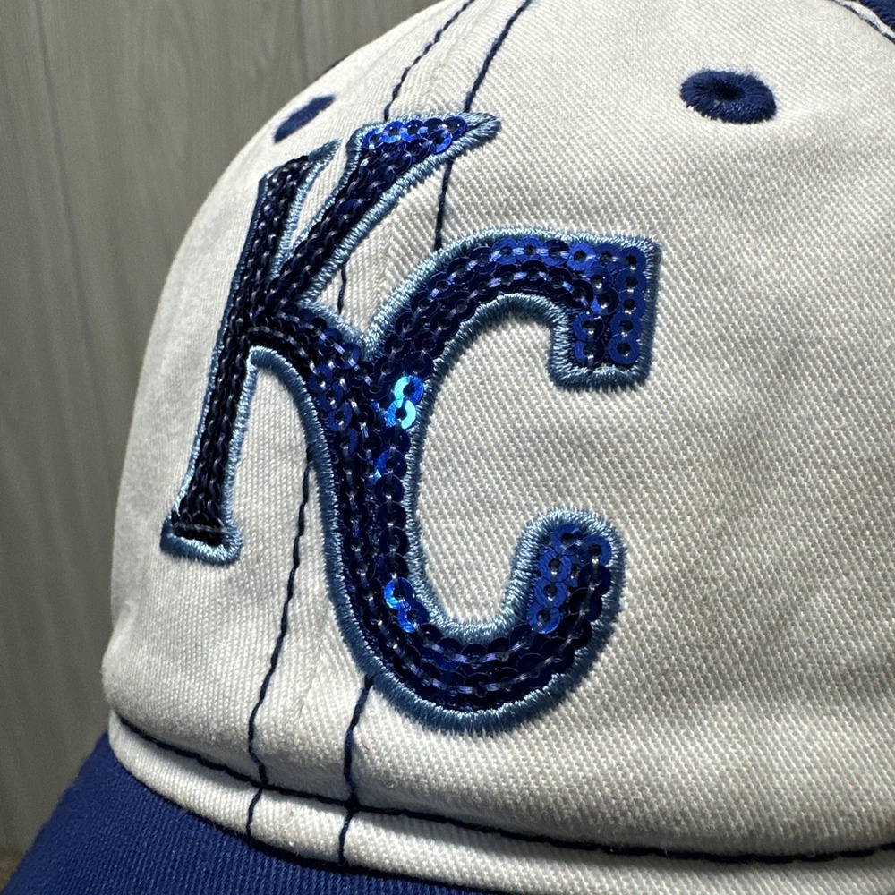 Kansas City Royals‎ KC Baseball Cap New Era Sequin Sparkle Blue White MLB Women - Picture 2 of 11